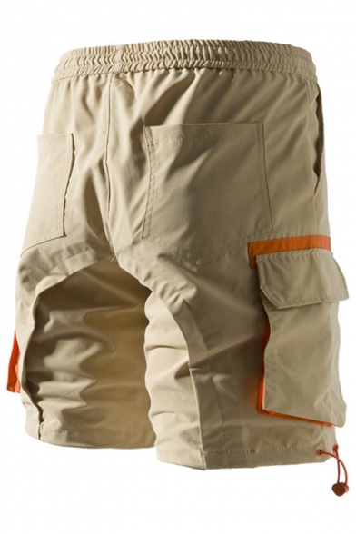 Summer Fashion Graphic Print Flap Pocket Side Drawstring Waist Casual Beach Shorts Cargo Shorts