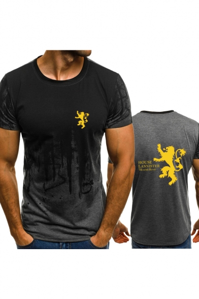 Summer Fashion House Lannister Lion Logo Print Short Sleeve T-Shirt