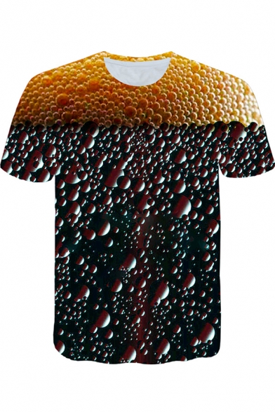 Summer New Stylish Cool 3D Bubble Printed Round Neck Short Sleeve T-Shirt