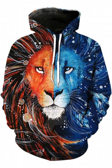 Unique Cool Dream Catcher Tiger Printed Two-Tone Pullover Casual Hoodie