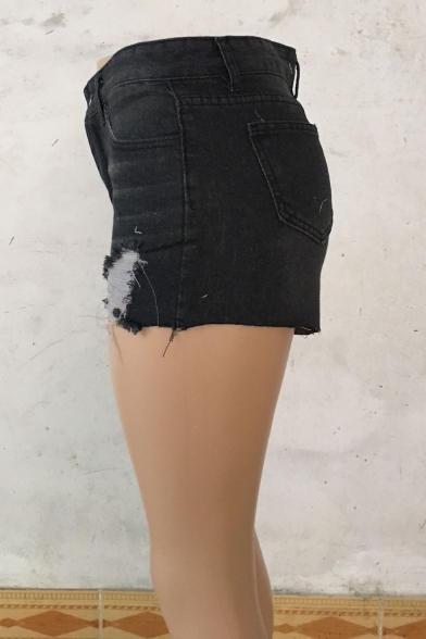 Womens Summer High Rise Destroyed Ripped Denim Shorts