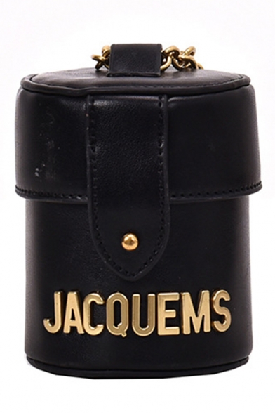 Designer Cylinder Shape Metal Letter JACQEMS Pattern Mini Crossbody Bucket Purse 8*8*10 CM