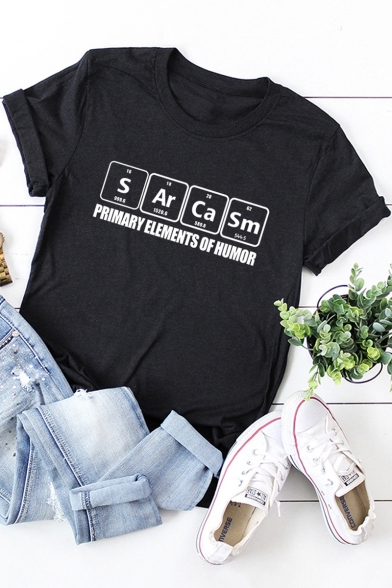 Funny Letter AR CA Pattern Cotton Loose Short Sleeve T-Shirt