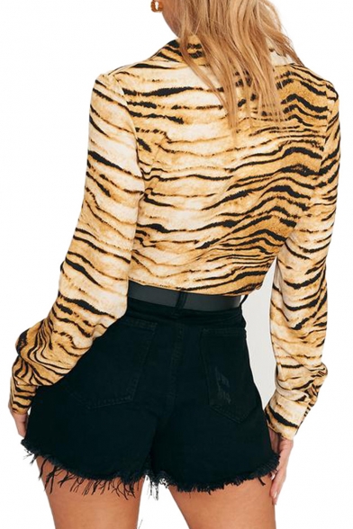long sleeve tiger print shirt
