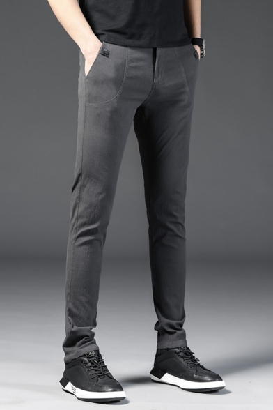Men's Trendy Classic Simple Plain Slim Fit Business Casual Dress Pants