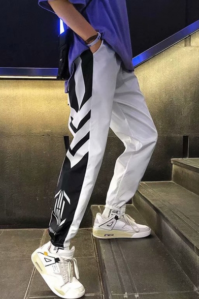 Men's Trendy Stripe Side Elastic Cuffs Loose Fit Casual Track Pants