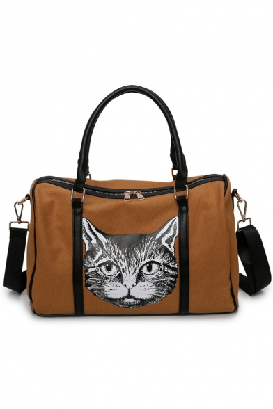 Popular Fashion Cat Printed Large Capacity Canvas Shoulder Messenger Bag 38*25*20 CM