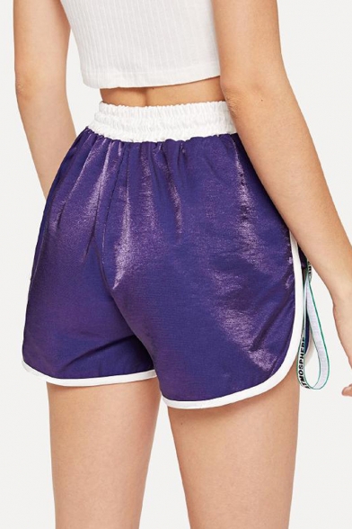 Summer Hot Fashion Letter Tape Side Drawstring Waist Loose Sport Purple Dolphin Shorts