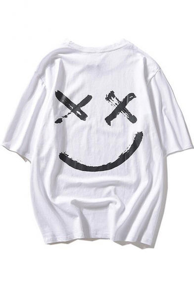 Trendy Smile Face Printed Round Neck Oversized T-Shirt