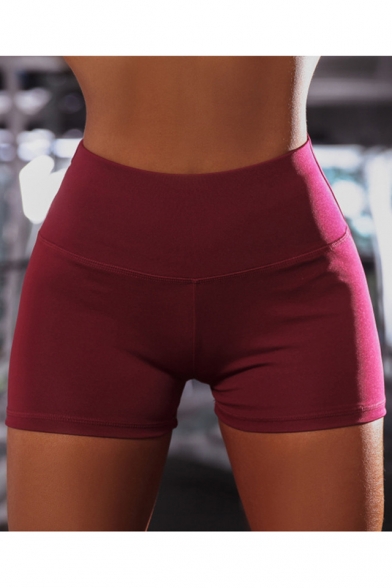 Womens Summer Hot Popular Simple Plain High Rise Running Training Yoga Skinny Hot Pants Shorts