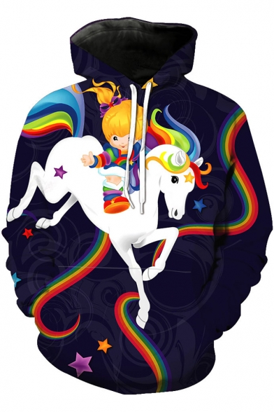 Cartoon Rainbow Unicorn 3D Printed Long Sleeve Pullover Casual Hoodie