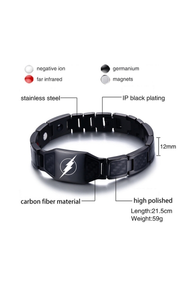 Cool Black Popular Logo Print Titanium Steel Bracelet