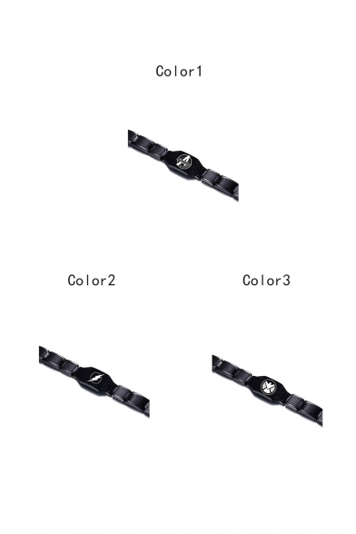 Cool Black Popular Logo Print Titanium Steel Bracelet