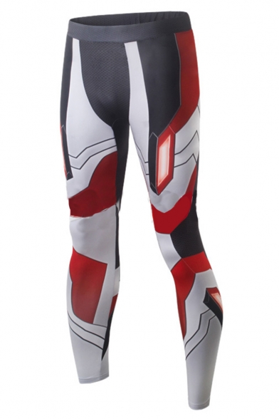 Fashion Cosplay Printed Quick Drying Red Highly Elastic Skinny Sports Jogging Pants