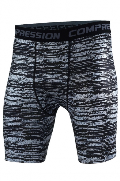 Men's Popular Fashion Camouflage Printed Letter Elastic Waist Sweaty Quick-drying Athletic Shorts