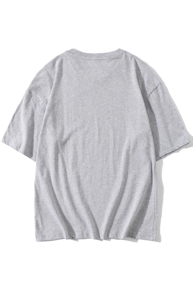 Mens Simple Plain Round Neck Dropped Shoulder Cotton Loose Tee -  Beautifulhalo.com