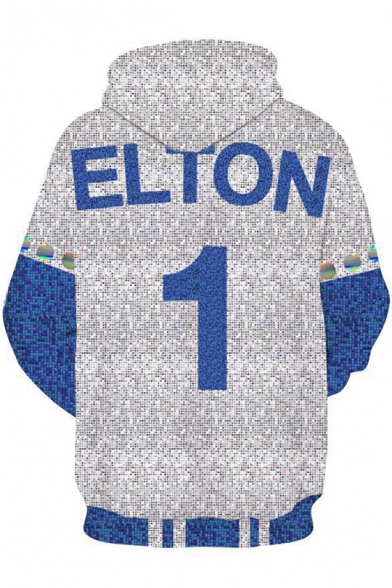 Popular Elton Blue and White Long Sleeve Sport Loose Pullover Cosplay Hoodie