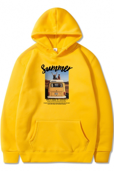 SUMMER Car Printed Guys Fashion Long Sleeve Loose Leisure Pullover Hoodie