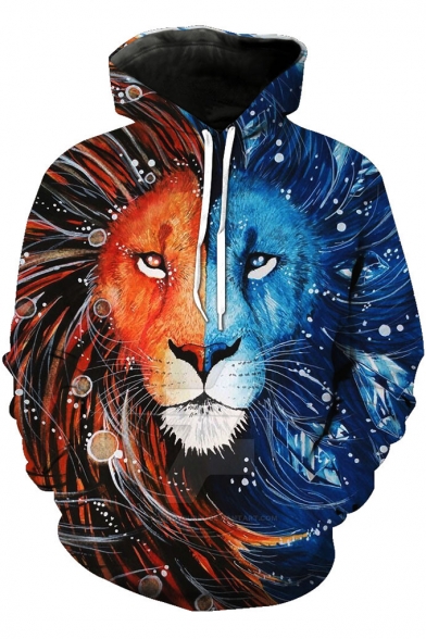 Unique Cool Dream Catcher Tiger Printed Two-Tone Pullover Casual Hoodie