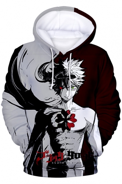 Black Clover Comic Figure 3D Printed Grey and Red Pullover Sport Hoodie