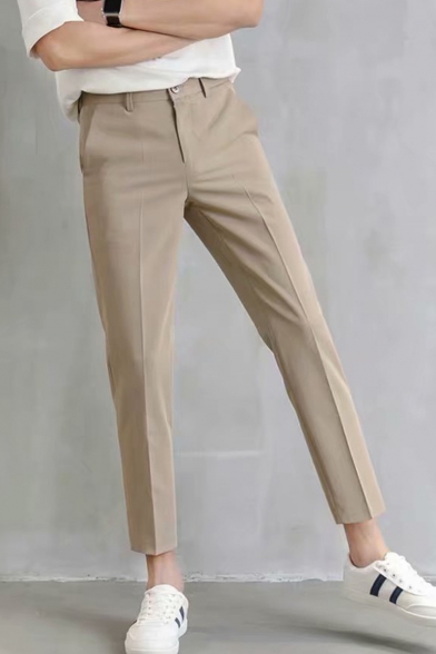 Fashion Simple Plain Straight Tailored Suit Pants Casual Dress Pants for Men