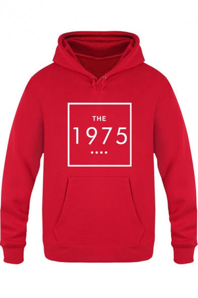 Fashion Square Letter THE 1975 Printed Long Sleeve Regular Fitted Hoodie