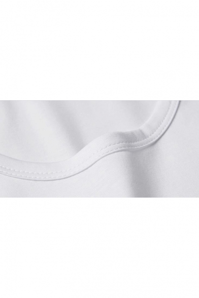Funny Robot Pattern Basic Round Neck Short Sleeve White Modal T-Shirt