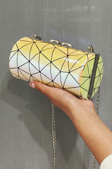 Hot Fashion Geometric Luminous Printed Round Crossbody Sling Bag with Chain Strap 18*10*10 CM