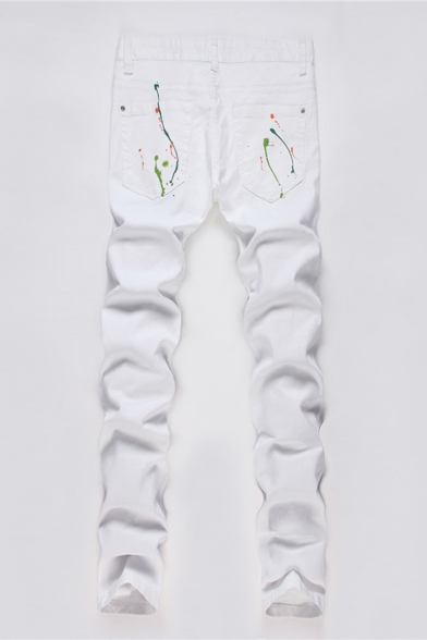 black ripped jeans with white paint