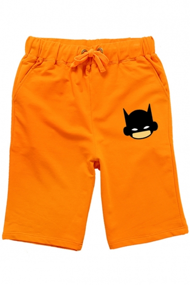 Men's Summer Hot Fashion Cartoon Bat Printed Drawstring Waist Casual Relaxed Sweat Shorts