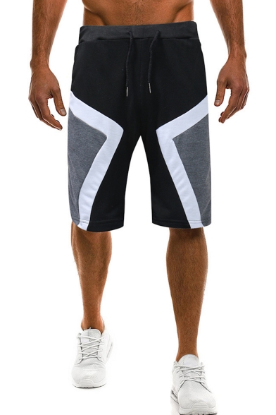 Men's Summer New Fashion Personalized Colorblocked Geometric Pattern Drawstring Waist Sports Sweat Pants