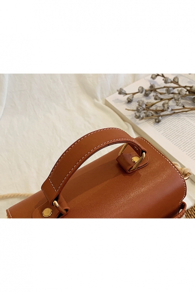 New Fashion Colorblock Belt Buckle Straw Crossbody Satchel Handbag 20*14*8.5 CM