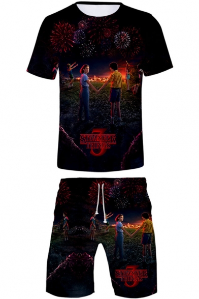 New Popular Figure Printed T-Shirt with Shorts Two-Piece Set