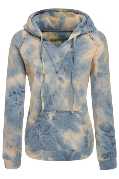 

Womens Fancy Ombre Color Tie Dye Print Long Sleeve Fitted Hoodie, LM548045, Blue;green;red;light blue;purple;yellow