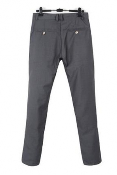 Fashionable Basic Simple Plain Men's Slim Fitted Casual Cotton Dress Pants