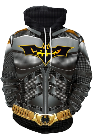 Halloween Bat Comic Cosplay Costume Long Sleeve Fitted Unisex Hoodie