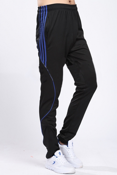 Men's Fashion Popular Contrast Striped Side Elastic Waist Sports Track Pants