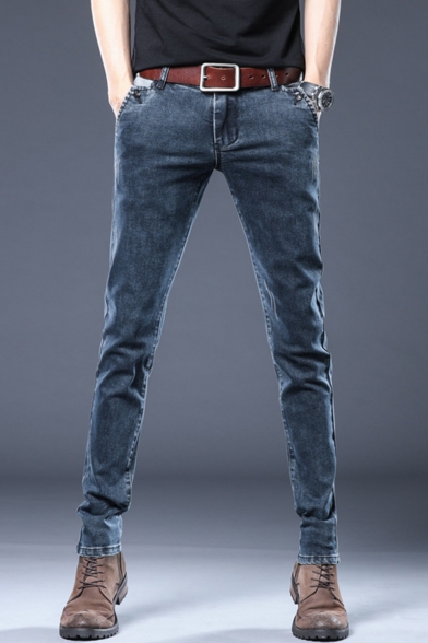mens dark blue stretch jeans