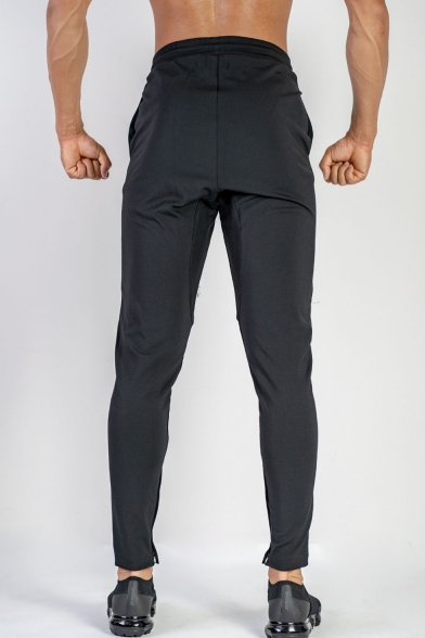 Men's New Fashion Contrast Stripe Side Letter C Printed Drawstring Waist Sports Fitness Pants