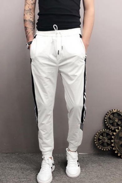 Men's New Fashion Stripe Pattern Zipped Pocket Casual Sports Sweatpants