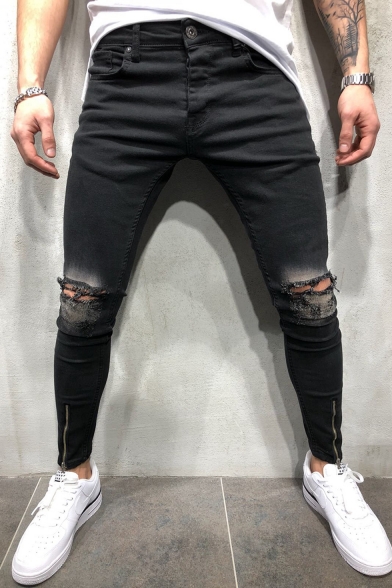 knee cut jeans