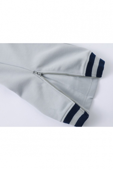 Men's Popular Fashion Letter Printed Contrast Stripes Elastic Waist Cotton Blend Sports Sweatpants