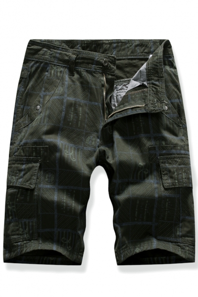 Men's Summer Fashion Printed Flap Pocket Side Zip-fly Casual Cargo Shorts