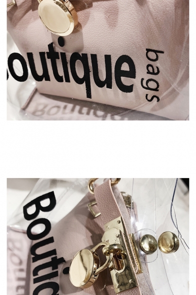 New Fashion Letter BOUTIQUE BAGS Printed Transparent Chain Bucket Bag 16*9*17 CM