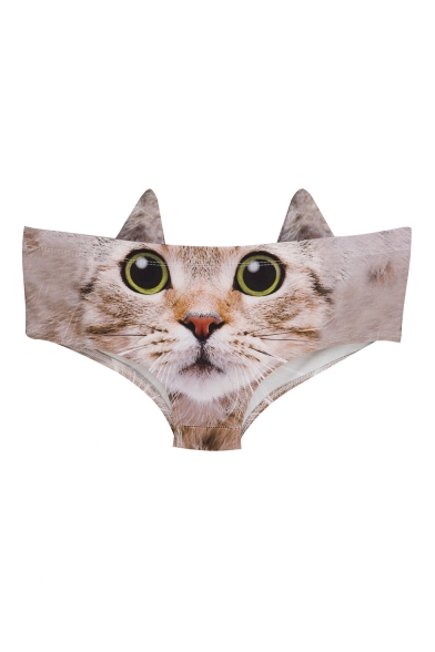 New Stylish Womens Cute Cat Print Ear Design Back Panty Shorts