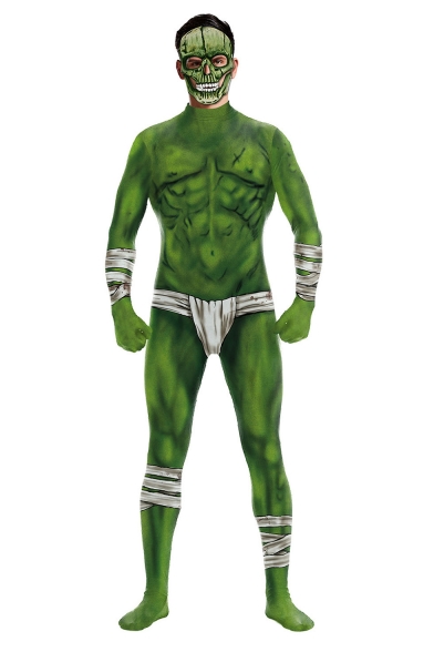 Popular Halloween Cosplay Costume Battle Suit Green Slim Fitted Bodysuit Jumpsuits