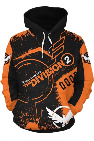 Popular Letter The Division Comic Cosplay Costume Long Sleeve Sport Loose Orange Hoodie