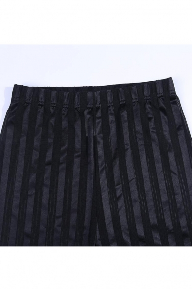 Summer Womens Sexy Striped Sheer Mesh Black Skinny Fit Shorts