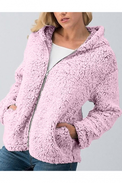 ARTFFEL Women Fluffy Half Zip Lapel Loose Faux Fur Pullover Sweatshirts 