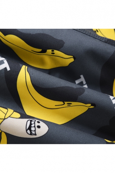 NGFF Cartoon Banana Fruit Summer Casual Style Adjustable Beach Home Sport Shorts